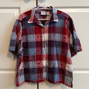 Y2K Vintage Plaid Short Sleeve Button Up Shirt